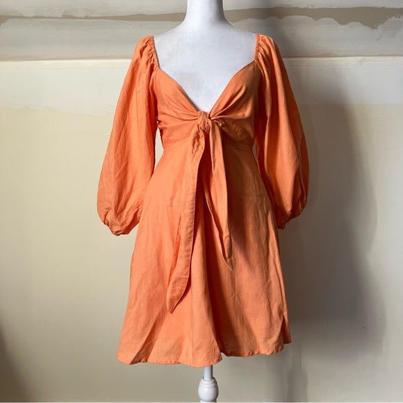 Charlie Holiday Sonny Knot Front Orange Mini Dress size 4 - Picture 2 of 10